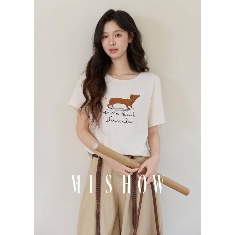 Mishow Dog Print Short Sleeve T-Shirt L