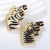 Vintage Enamel Animal Zebra Head Brooch For Women Clothing Coat Accessories Gifts