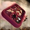 Golden Butterflies and Vintage Red Flowers Phone Case iPhone 15 Pro Max 11 12 13 16 14 Plus Soft Silicone Protective Case