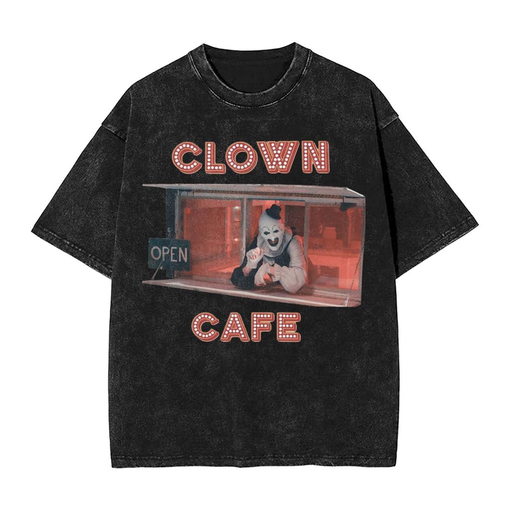 Art The Clown Terrifier Christmas T Shirt Washed Cotton T-Shirts Vintage for Men Women Streetwear Graphic Printed Tee Shirt