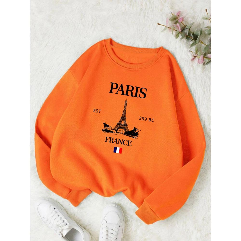 Fashion Womens Hoodie Paris France Eiffel Tower Printing Sweatshirt Warm Comfortable Pullovers Autumn Female Streetwear