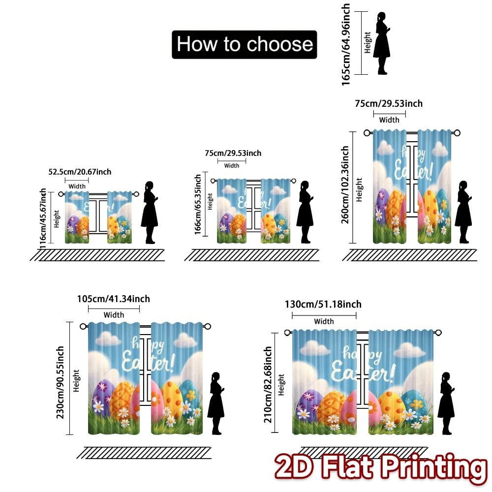 2pcs   2D FLAT PRINTING Curtains (Without Rod) Easter Bliss(1) Modern Curtains Roller Blinds Semi-Sheer Curtains Decorations For