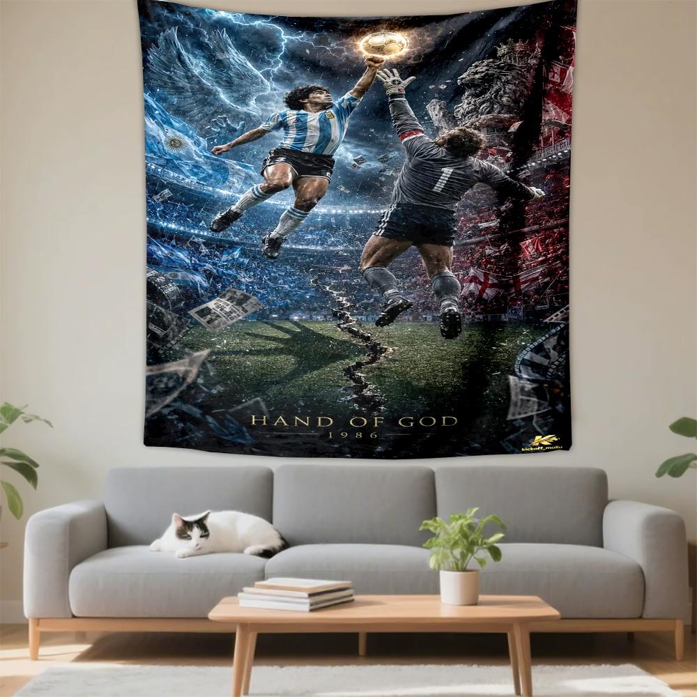 Tapestry Diego Maradona Hand of God 1986 Epic Storm Poster Wall Art for Game Room