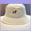 Cotton Embroidered Fisherman Hat With Cartoon Dog Embroidery Design For Women Summer Sun Protection Casual Style