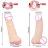 2 In 1 Realistic Pussy with Real Big Penis Enlarger Sleeve Vagina Anus Masturbation Sex Toys for Men Women Adult Erotic Supplies