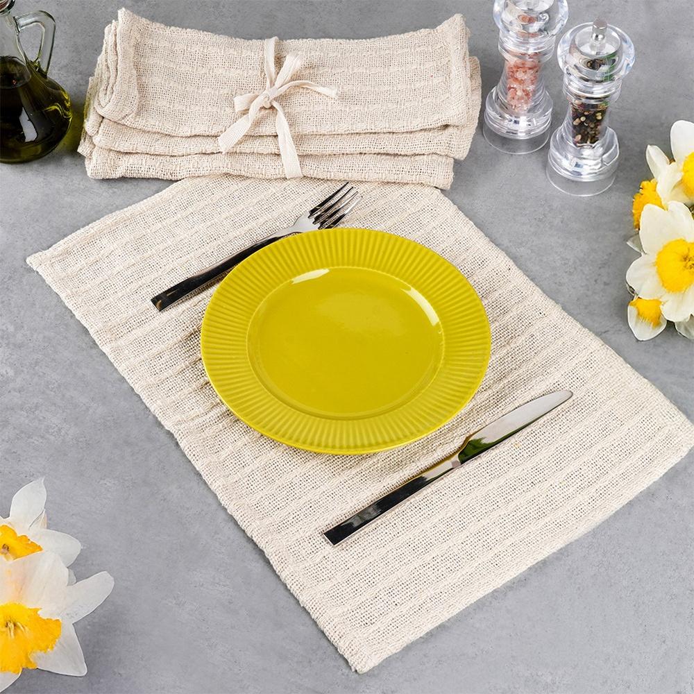 4x Rectangular Kitchen Protective Mat for Table Plates and Cutlery