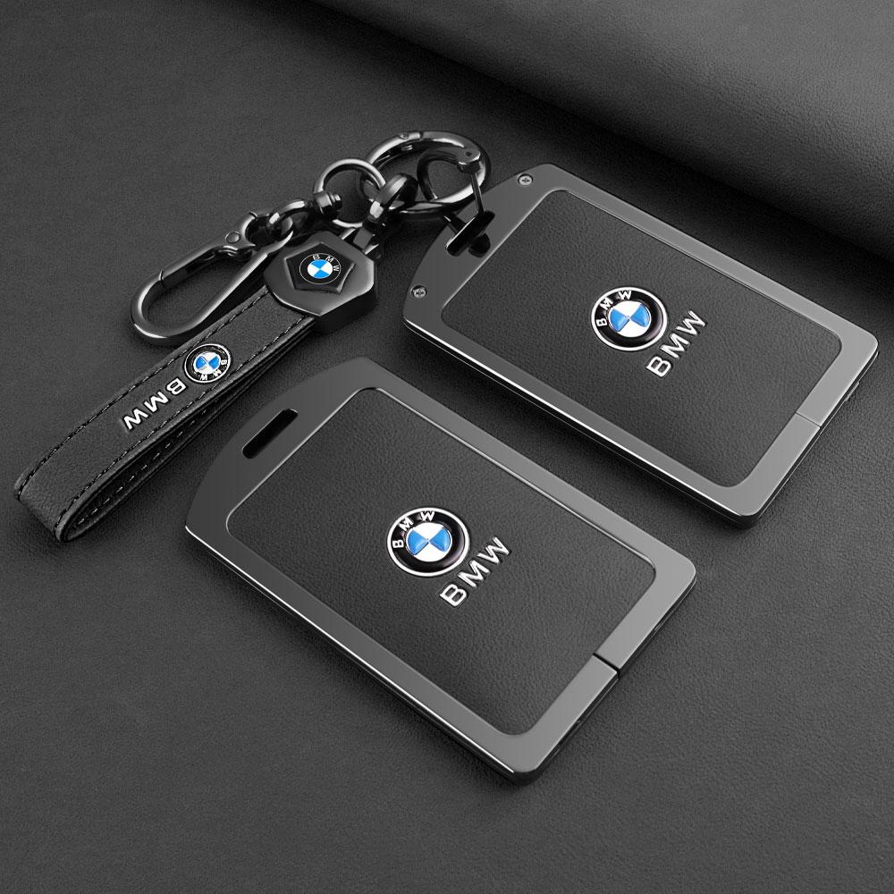 Zinc Alloy Leather Key Case Shell Buckle Car Key Cover Fit For BMW 1 3 5 7 Series X1 X3 X5 X6 X7 535le Auto Keychain Accessories