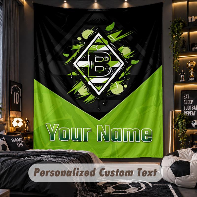 TapestryBorussia Mönchengladbach Custom Name Text Personalized Wall Hanging Tapestry Home Wall Decor