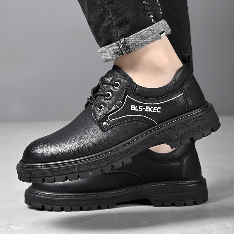 Fashion Black Cow Leather Autumn Winter Platform Shoes for Men Fashion Casual Brand Designer Derby Shoes Male Work Office Ankle Boots