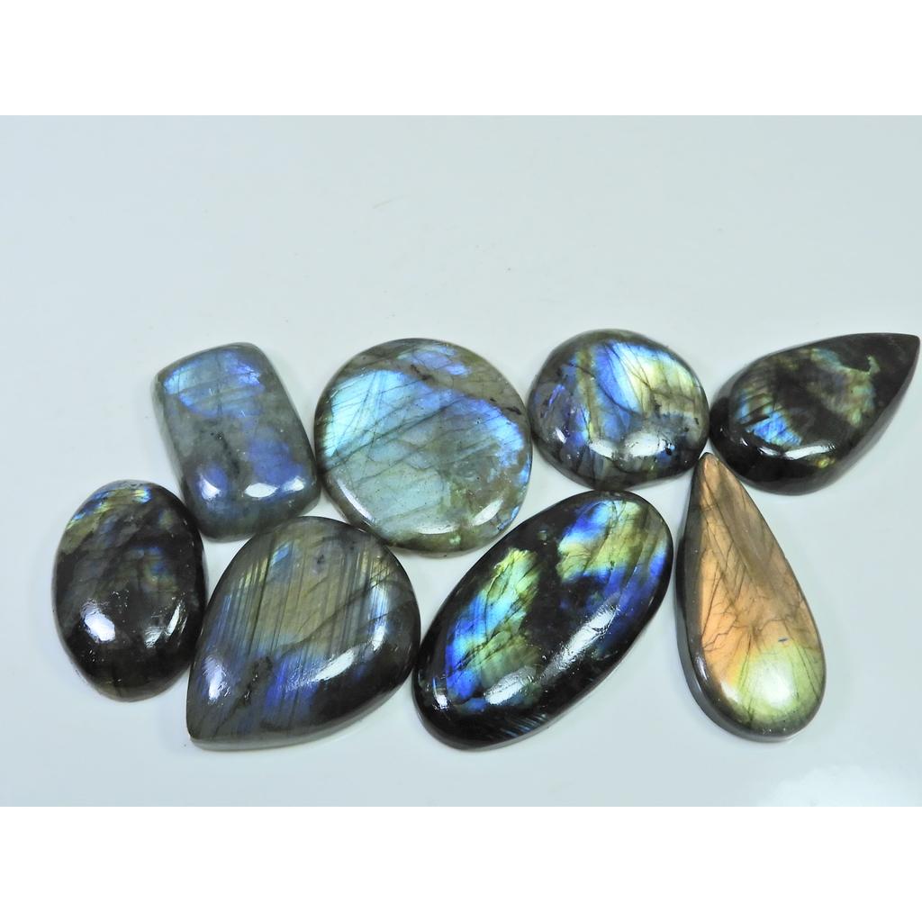 395Cts.Natural Labradorite Multi Fire Mix Cabochon Loose Gemstone 08 Pcs Lot LL-1005