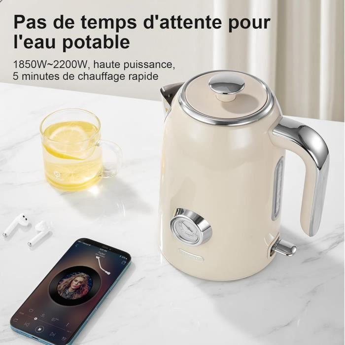 Waterkoker - wiltal - 1,7 l - 2200 w - retro - roestvrij staal - crème