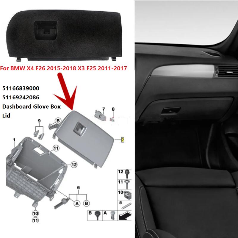 Car Dashboard Glove Box 51166839000 For BMW X3 F25 2011-2017 X4 F26 2015-2018 Instrument Glove Door Lid 51169242086