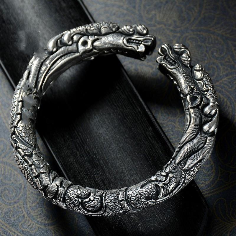 Bracelet Men's Retro Style Domineering Full of Clouds Longxiang Bracelet Retro Couple