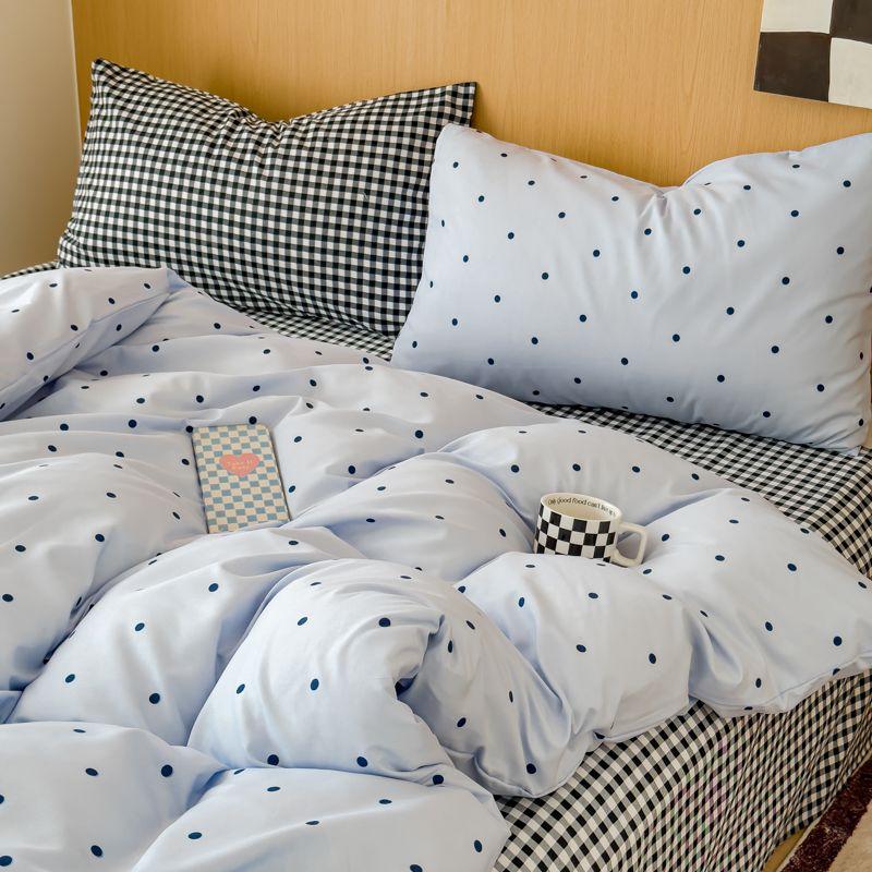 Ins Korean Style Pink Plaid Bedding Set 2025 New No Filling Warm Twin Full Queen Size Girls Bed Sheet Set With Pillowcases