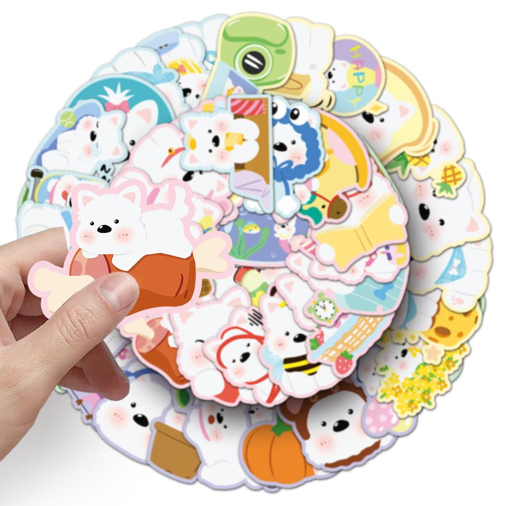 50 West Highland Cartoon Stickers Cute Hand-painted Dog Decorative Water Cup Suitcase Gulle Stickers