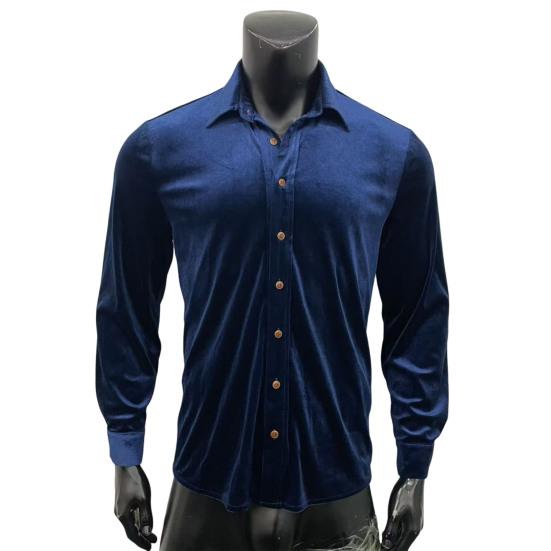 Męska Koszula Aksamitna z Długim Rękawem Zapinana na Guziki Kołnierzyk Gładki Kolor Casualowa Formalna Koszula na Imprezy Randki Biuro