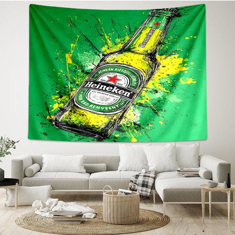 Heineken Print Tapestry - Portable Wall Decor Cloth, for Home, Dorm, Travel, Bedroom, Living Room - Ideal Birthday Housewarming Gift