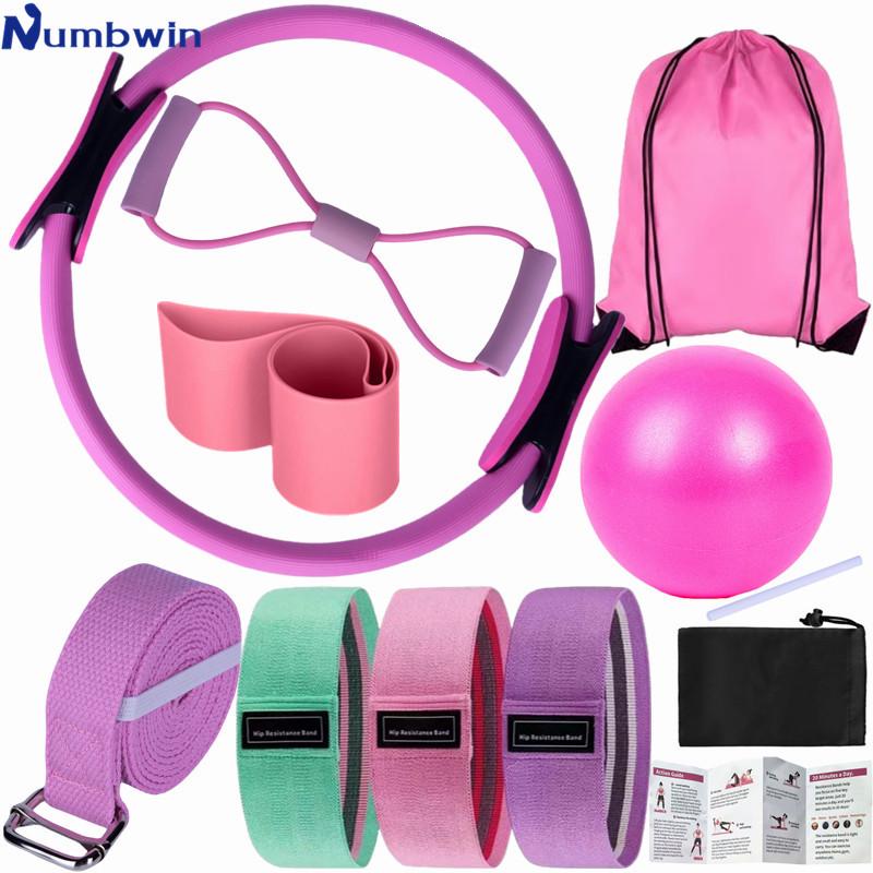 Conjunto de Pilates para el Hogar para Mujer Numbwin: Anillo de Pilates, Pelota de Yoga y Bandas de Resistencia