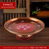 Fruit Offering Plate for Buddha, Deity Altar Plate with Alloy Lotus Flower, God of Wealth, Guanyin Bodhisattva.