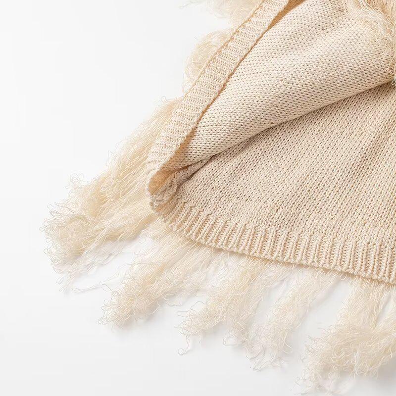 2024 Summer European & American Women's Tassel Knit Dress - Round Neck, Stylish & Chic