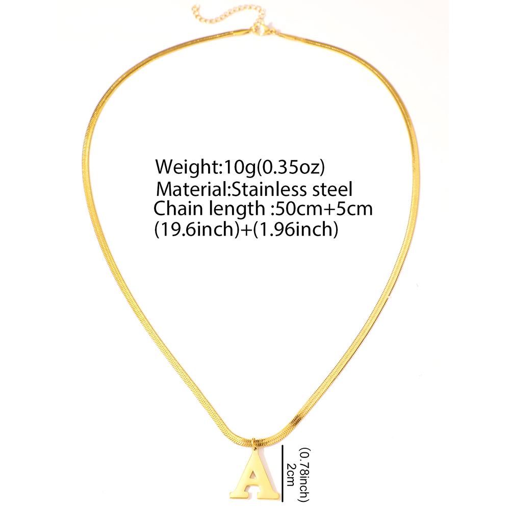 Stainless Steel Necklace Style prevalence Personality Design Fine Blade Chain 26 Alphabet Pattern Necklaces For Women Zircon