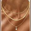 2-3pcs Women's Gold Necklace Stainless Steel Adjustable Choker Necklace CZ Pearl Pendant Chain Gold – with Jewellery Box