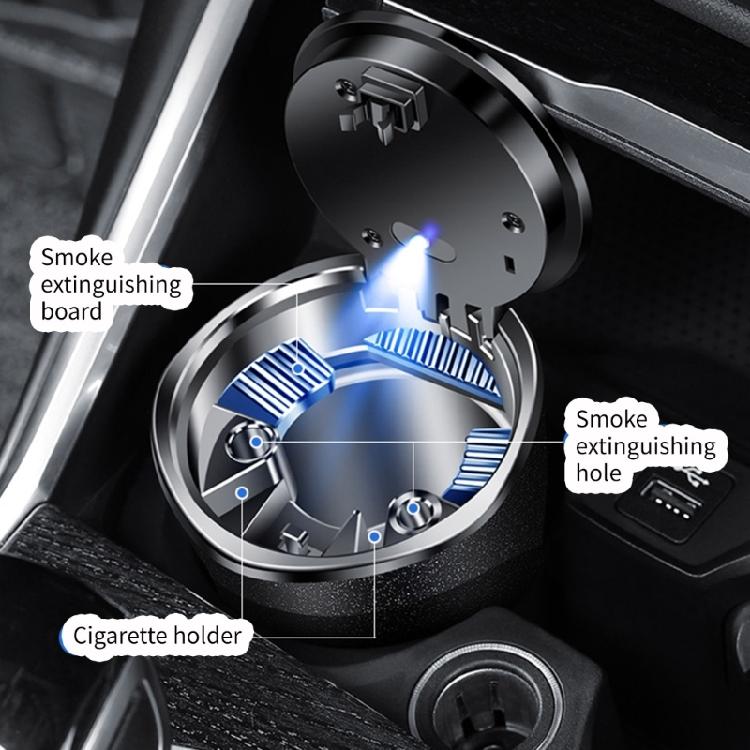 Auto-Becherhalter-Halterung Aschenbecher mit Deckel und LED Selbstlöschender Aschenbecher Flammhemmendes Futter Aschenbecher