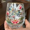 Creative Transparent Hummingbird Pattern Mug Embossed Cartoon Floral Pattern Cup Aesthetic Glass Tea Cups Gift