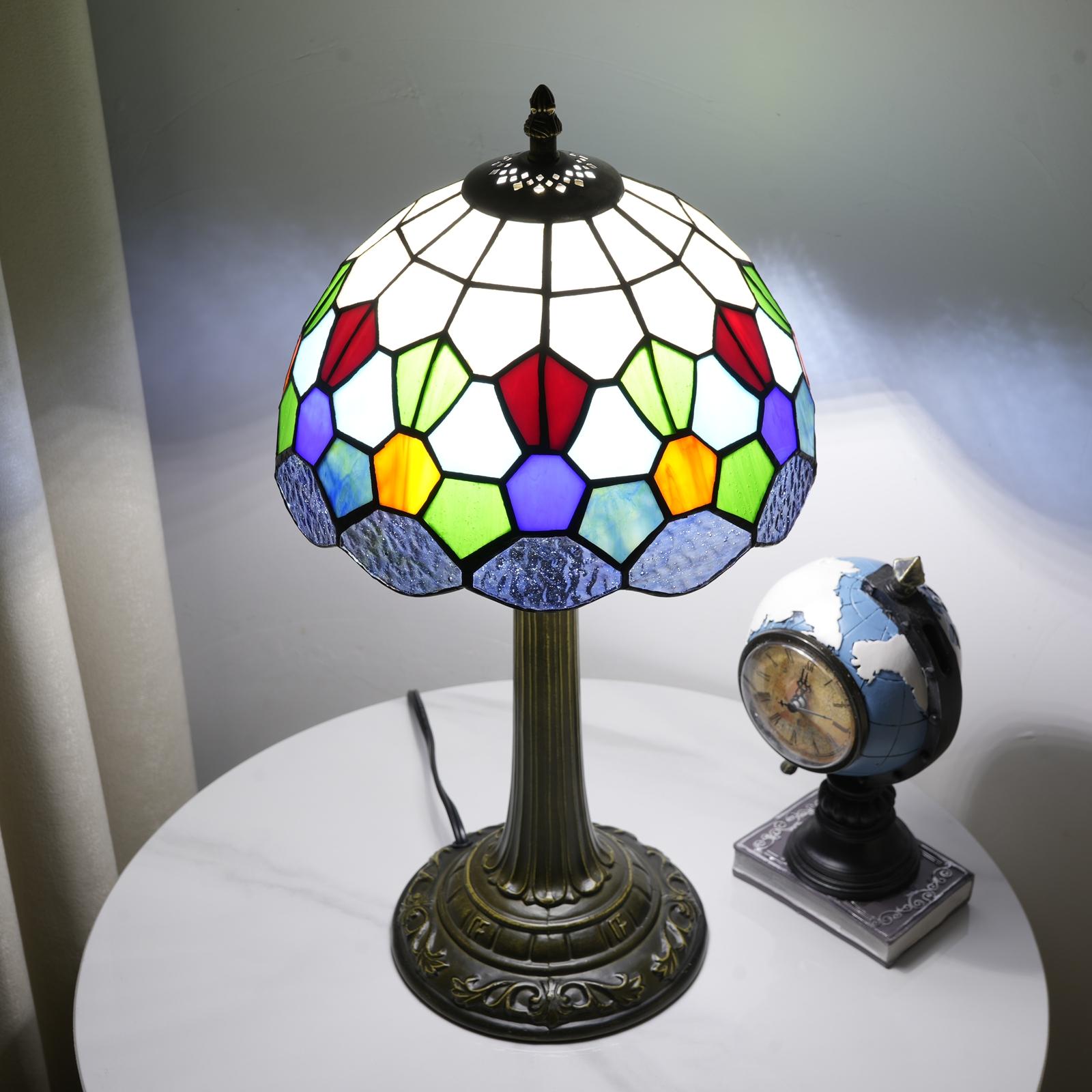 

Modern Table Lamp Stained Glass Table Lamps Hand-Made Bedside Nightstand Lamp for Bedroom,Living Room Home Office UK Plug синій