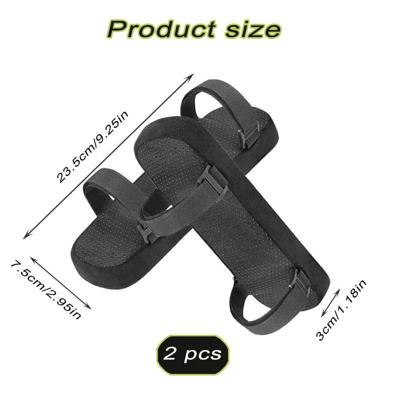 2 Pack Chair Armrest Pads: Memory Foam Cushion with Cooling Gel Layer - Non-Slip Ergonomic Armrest Cover for Office Chair Forearm Relief During Long