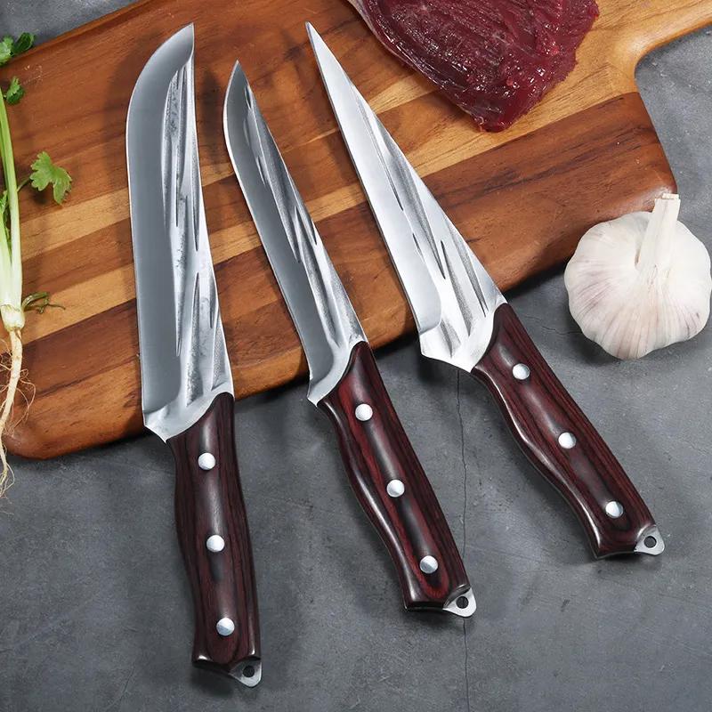5 inch Boning Knife Kitchen Fishing Fillet Knives Butcher Cleaver 5Cr15Mov Stainless Steel Forged Knife With Holster
