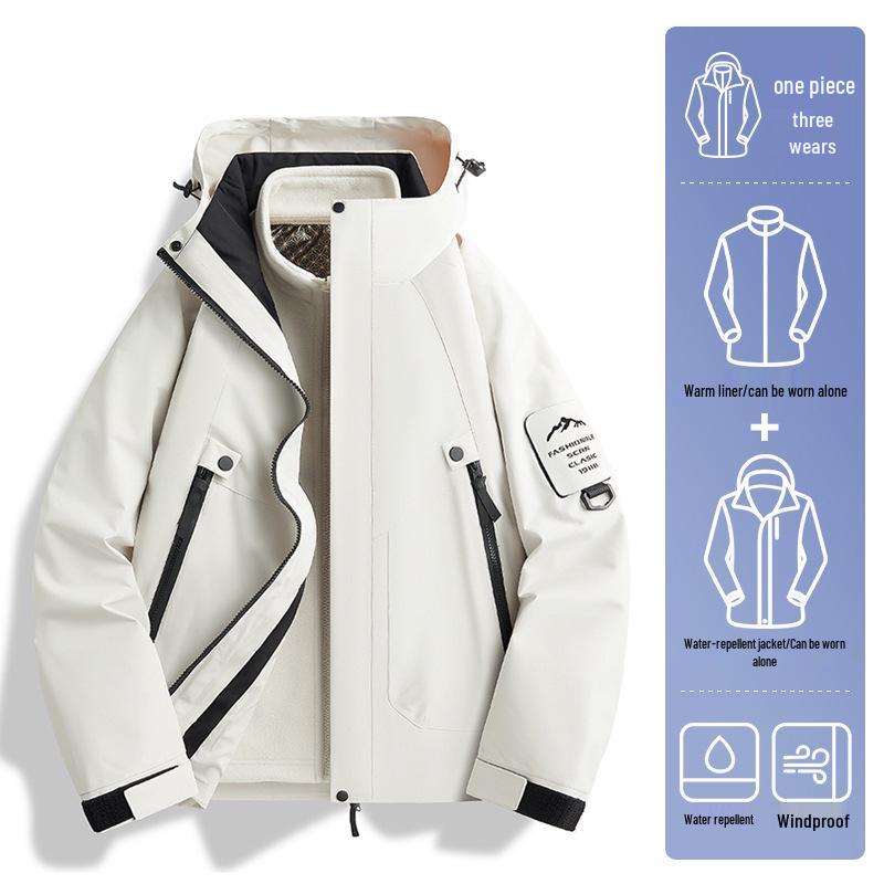 Unisex 3-in-1 Windproof Waterproof Hiking Jacket with Detachable Liner for Autumn/Winter