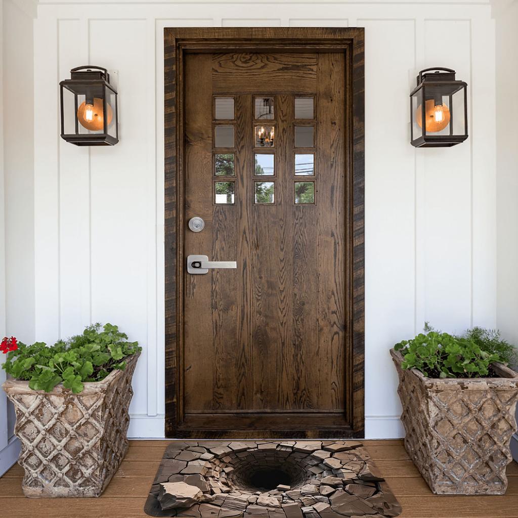 3D Visual Illusion Effect Stone Wall  Doormat Non-Slip Entrance Kitchen Bathroom Floor Door Mats  Garage Carpet Rug