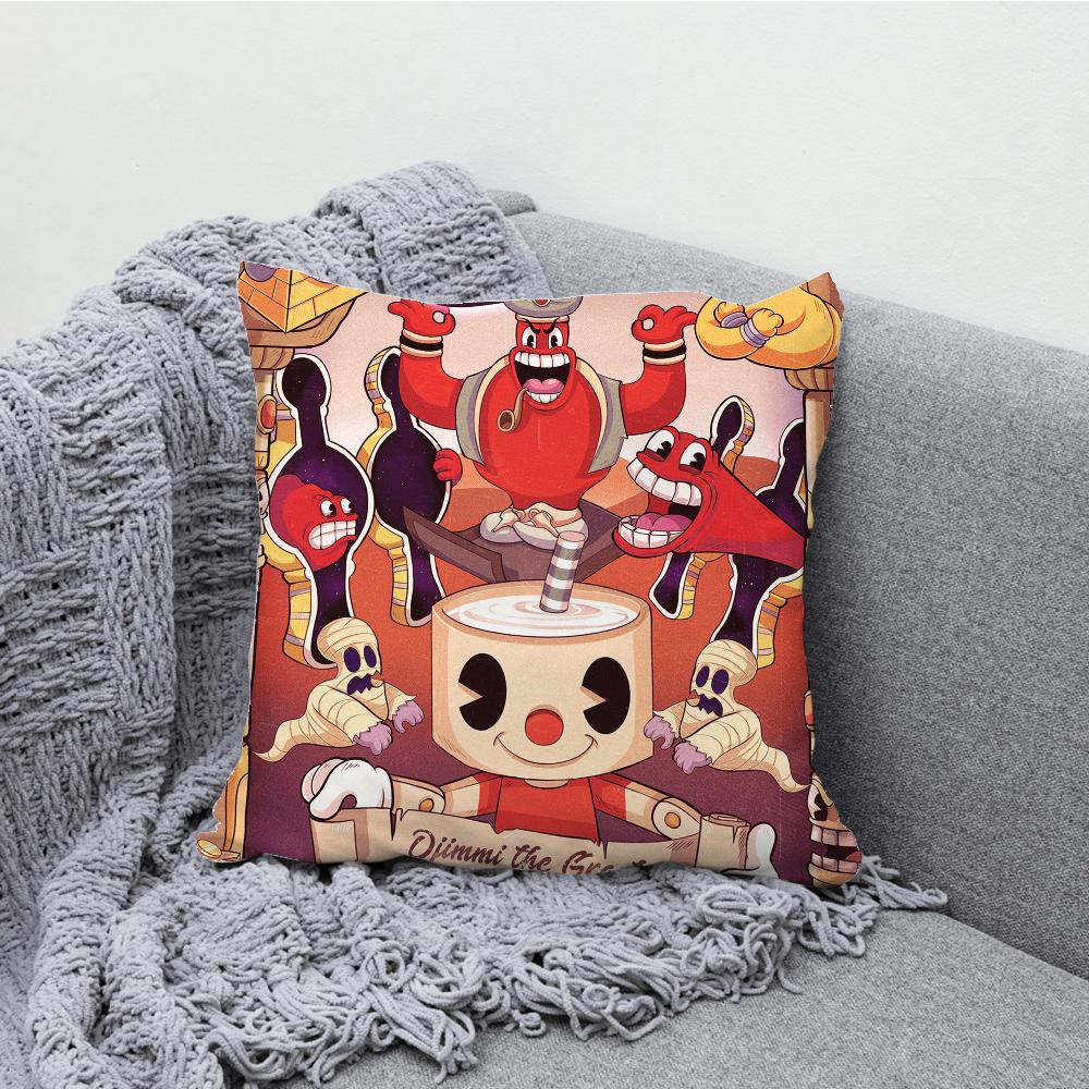 משחק שיתופי לשני שחקנים C-Cuphead ציפית לכרית מקרה כרית רך לקישוט ספה בסגנון חוות קישוטים לבית ומגן ציפית לכרית