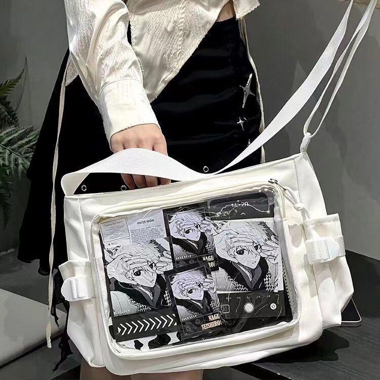 Campus Versatile Simple Solid Color Shoulder Crossbody Postman Bag for Girls Ulzzang Diy Ita Bag JK Uniform Y2K Dolls Bag