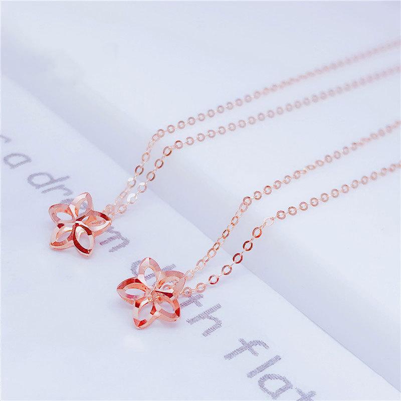 Exquisite Russian 585 Purple Gold Hollow Flower Earrings, Exquisite Versatile Fashion Rose Gold Plated Colored Gold Earrings