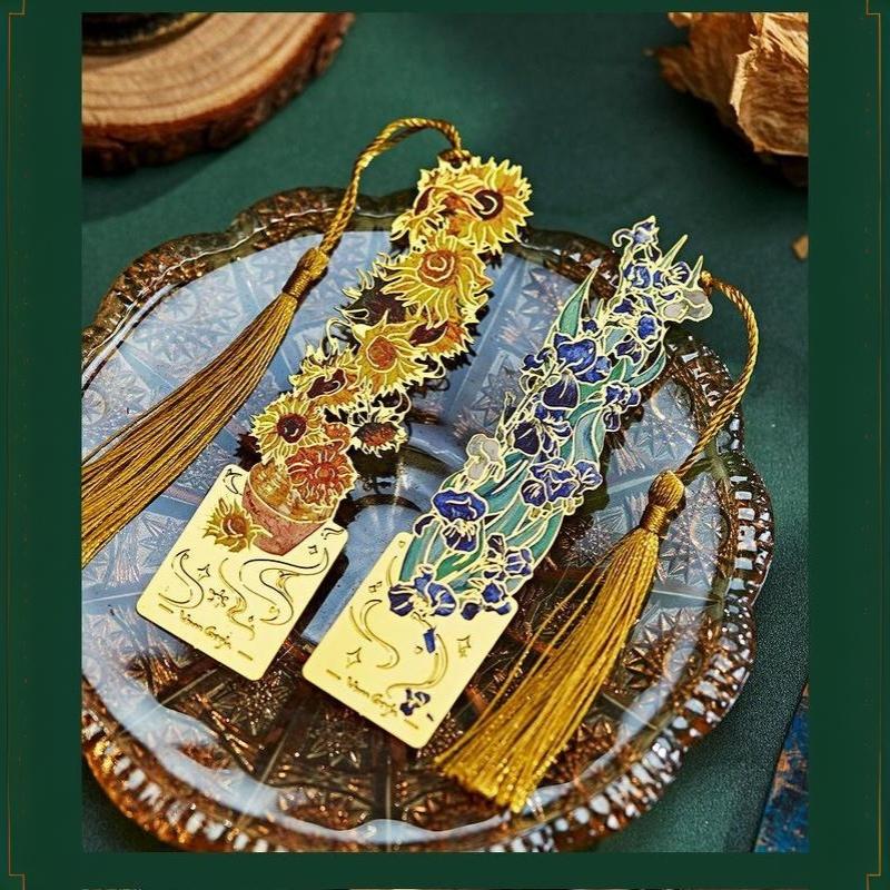 1/4Pcs Vintage Oil Painting Creative Metal Bookmark Bookmark Office School Supplies Funny Gift Stationery Items