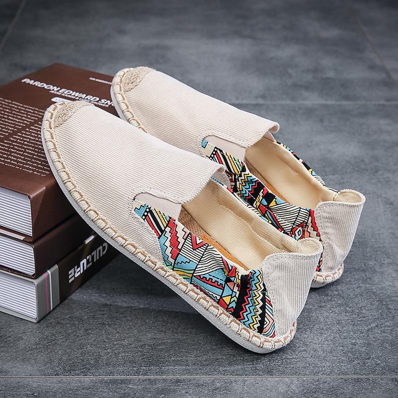 

New old Beijing cloth shoes men s corduroy round head ethnic wind soft low top one pedal lazy Thomas fisherman 44