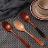 Kids Adults Elegant Eating Tableware Wooden Cutlery Kitchen Utensil Soup Spoons Scoop