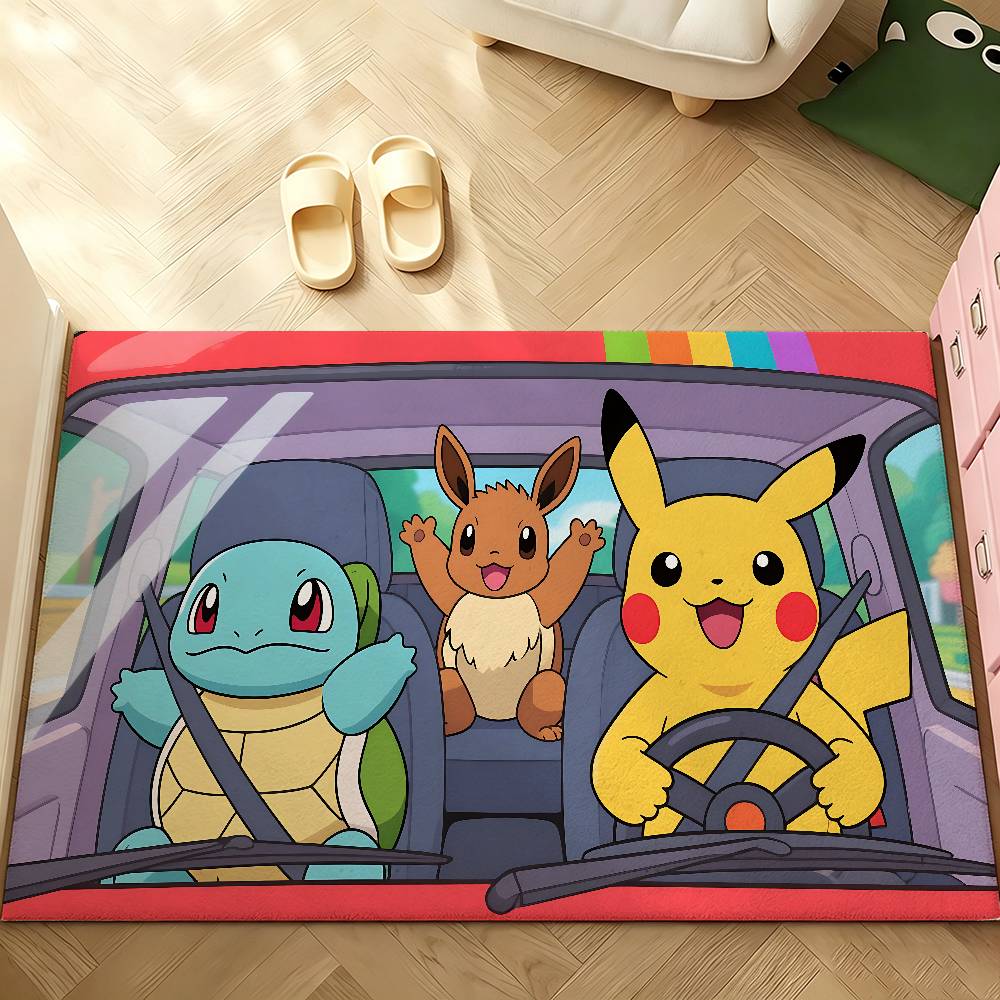 Cute Anime P-Pokemons Carpet Bathroom Anti-slip Mat Door Mat Home Decoration Mat Entrance Door Mat Scratch-resistant Door Mat
