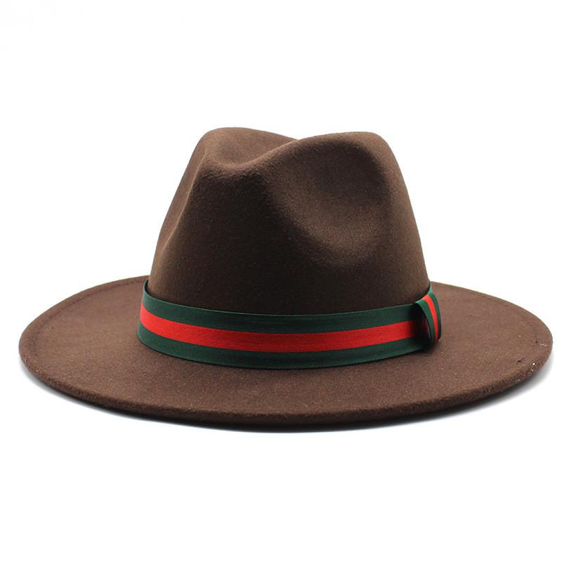 Fall Winter Fedora Hat For Men Women With Leopard Print Wool Felt Wide Brim Sun Protection