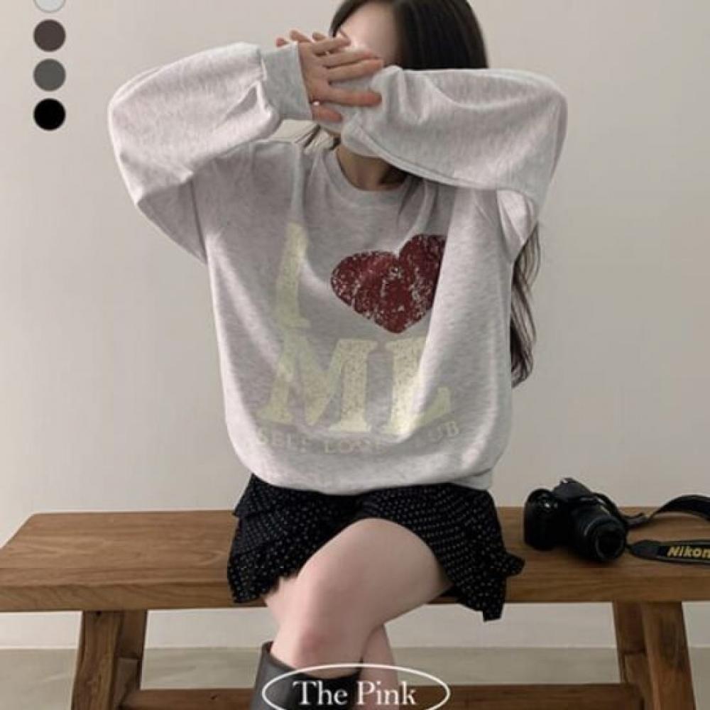 The PInk OversIzed I Love Me Crack prInt sweatshIrt