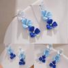 Pinkdudu New Blue Flower Design Drop Earrings Trendy Retro Fashion Temperament Alloy Earrings Jewelry Gift For Women PD1611