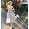 Salt girl plaid dress fake two pieces summer temperament suspender skirt schoolgirl sweet a word skirt