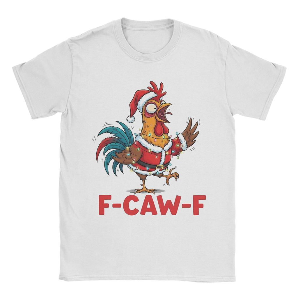 Lustige Weihnachten F-Caw-F Hühner T-Shirts Herren Rundhals Reine Baumwolle T-Shirts Kurzarm T-Shirts Übergrößen Tops