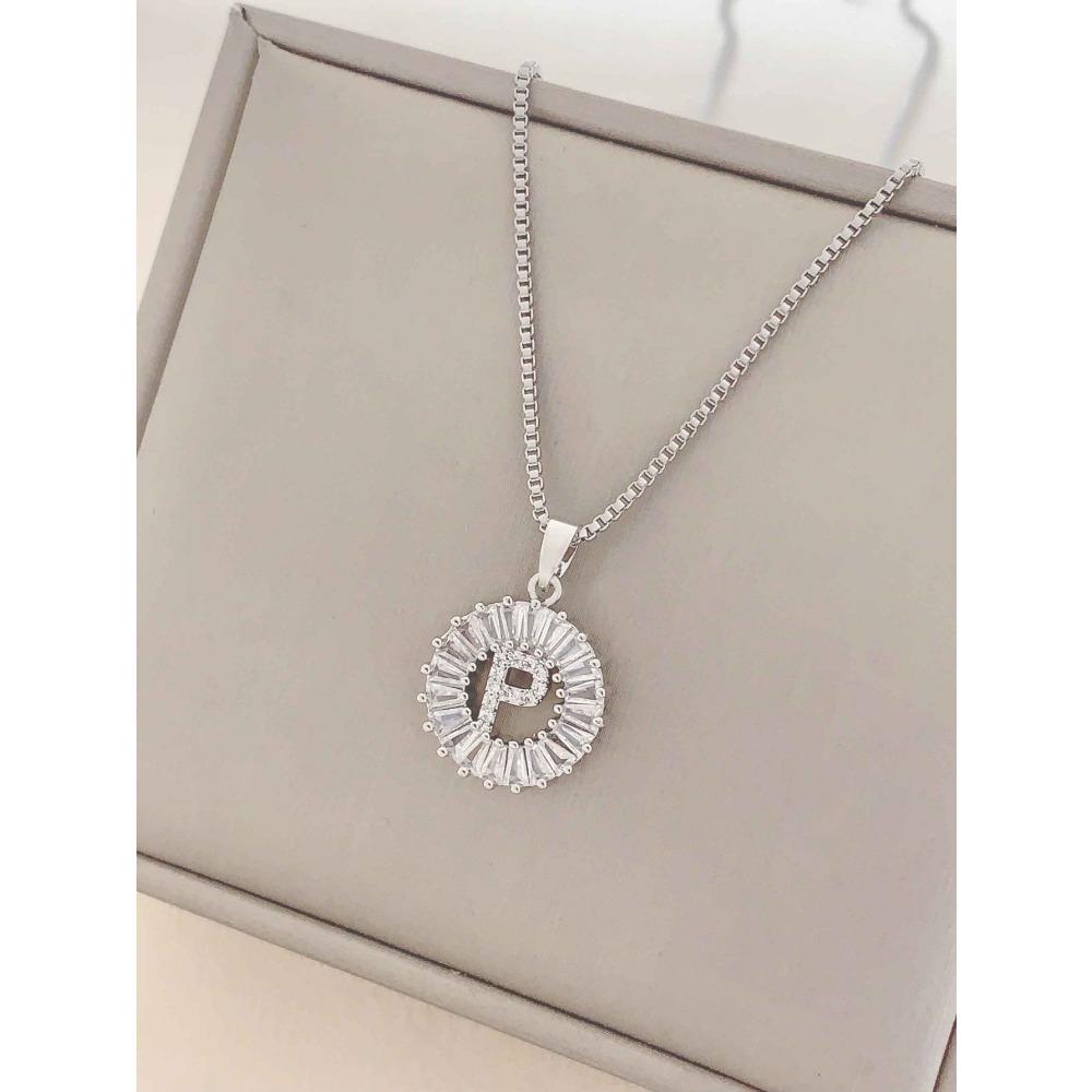 Necklace Does Not Fade, Women's Summer Square Circle Letter Necklace, Titanium Steel Necklace, Versatile High-end Clavicle Chain