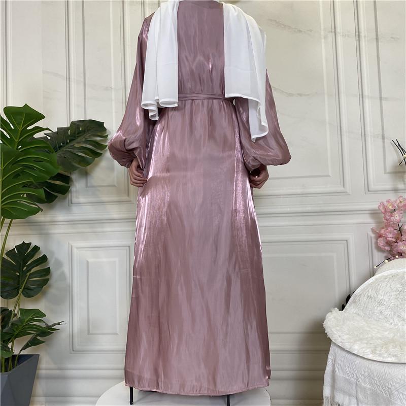 2022 Satin Long Muslim Robe Cardigan 