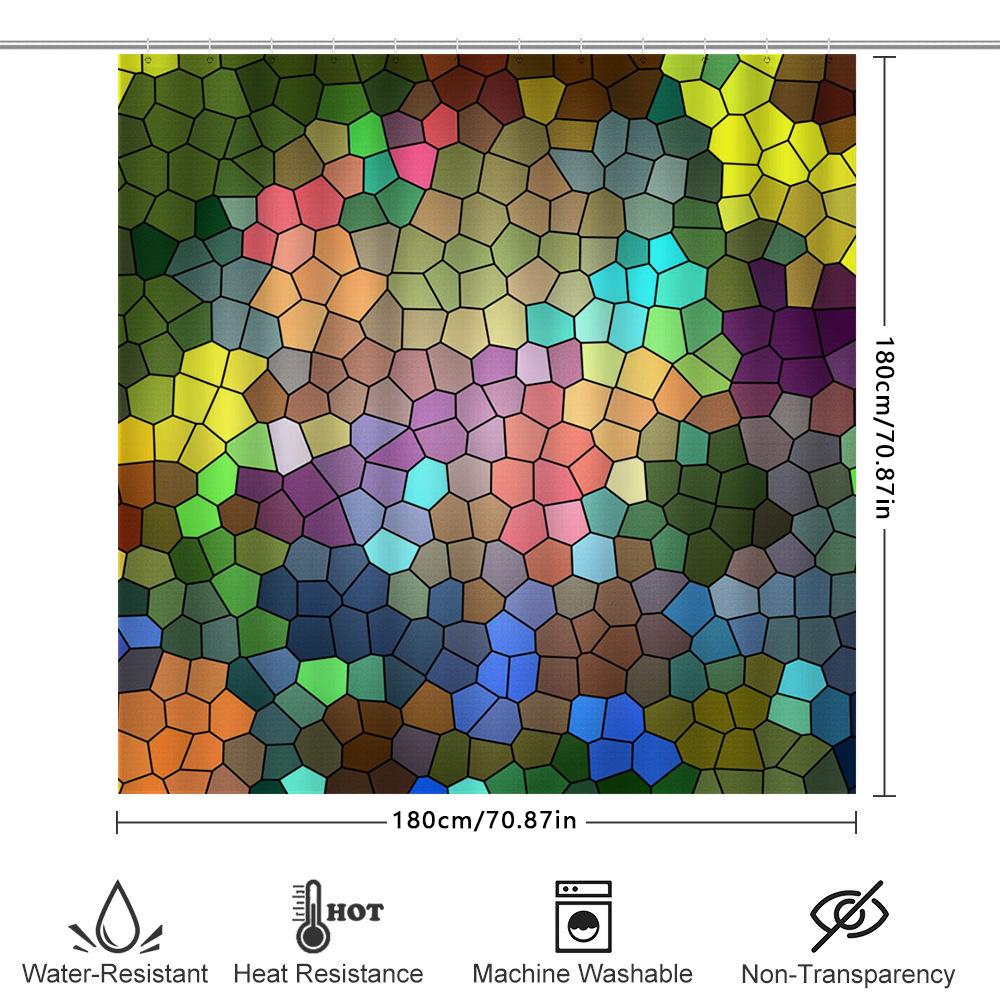 Multi-Color Mosaic Shower Curtain For Bathroom Decor Waterproof Fabric Modern Bathing Room Decoration Ideas Available In Various