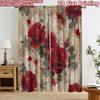 2D Flat Printing 2pcs Curtain Drapes Valentine's Red Roses(2) Digital Printed Polyester Drapes Holiday Decorations for Outdoor