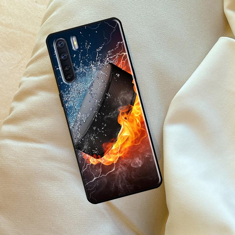 Hockey Stick and Puck For OPPO A15 A16 A76 A96 A52 A72 A92 A98 A78 A58 A5 A9 A53 A17 A77 A57S A94 A74 A54S Case